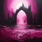 Fuchsia Gothic Seascape Abstract Red Rose Pink Waterscape Dreamscape