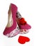 Fuchsia Heels and Red Hearts