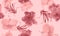 Fuchsia Hibiscus Foliage. Coral Flower Foliage. Pink Seamless Painting. Blur Watercolor Leaf. Pattern Painting. Tropical Textile.
