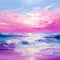 Fuchsia Impressionism Seascape Abstract Painting