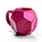 Fuchsia Pink Diamond Design Plastic Mug With 3d Rendered Dodecahedron Hand