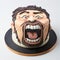 Fudge Face Cake: Angry Man Illustration On A Playful Cricket Theme Cake