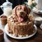 Fudge Face Cake: A Detailed And Photorealistic Dog-themed Chocolate Cake