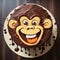 Fudge Face Cake: Joyful Monkey Theme In Photorealistic 2d Cartoon Style