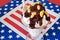 Fudge sundae on flag napkin