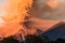 Fuego volcano erupting at dawn, Antigua, Guatemala