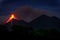 Fuego volcano erupting in Guatemala just before dawn