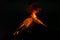 Fuego volcano eruption by night