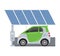 Fuel alternative vehicle vector team-car or gas-truck and solar-van or gasoline electricity solar station illustration