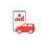 fuel consumption in app, vector icon with suv