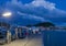 Fuel dock marina at night in Le Marin, Martinique.