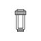 Fuel filter icon. Simple line drawing of a direct fuel filter. Isolated vector on white background.