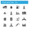 Fuel and gaz flat gray icons set of 16