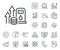 Fuel prices line icon. Petrol price sign. Energy, Co2 exhaust and solar panel. Vector