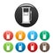 Fuel refill stand icons set color