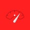 Fuel tank indicator or fuel gauge icon isolated on red background. Auto speedometer gauge vector. Flat style gasoline clock