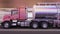 Fuel Tanker Alongside a Cement Mixer at Night