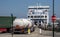 Fuel tanker vehicle boarding a roro ship.
