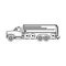 Fuel truck transportation vector icon illustration outline. Vehicle transport industry gasoline trailer isolated white lorry car