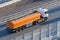 Fuel truck waiting in line for unloading at a fuel automobile refueling