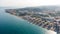 Fuengirola Spain, Aerial view on Coast of sea and buildings. Drone photo of coastal town