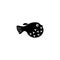 Fugu Fish, Blowfish, Puffed Up Pufferfish. Flat Vector Icon illustration. Simple black symbol on white background. Fugu