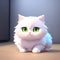 Fugure of tiny cute fluffy serious cat with big smart eyes, AI generated