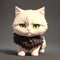 Fugure of tiny cute fluffy serious cat with big smart eyes, AI generated