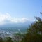 Fuji and city Fujikawaguchiko view from the top of the mountain Tenjo-Yama. Landscape beautiful Mount Fuji, Japan