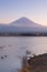 Fuji mountain in background in Kawaguchi Lake