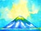 Fuji mountain fujisan and blue sky watercolor painting illustration design hand drawing