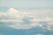 Fuji mountain in Japan with group of cloud in the aerial view background