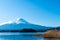 Fuji Mountain with Kawaguchiko Lake and blue sky