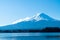 Fuji Mountain with Kawaguchiko Lake and blue sky