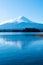 Fuji Mountain with Kawaguchiko Lake and blue sky