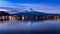 Fuji mountain and Kawaguchiko lake in morning, Autumn seasons Fuji mountain at yamanachi in Japan