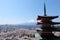 Fuji mountain and Sakura bloomimg at the entrace of Chureito Pagoda, Japan