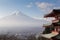 Fuji Mountain skyline behind Chureito Pagoda