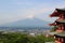 Fuji Mountain viewed from Chureito Pagoda at Araku