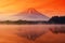 Fujisan and lake Shoji at dawn