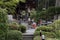 Fujiyoshida city - Japan, June 13, 2017: Miko, shrine maiden, is