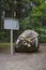 Fujiyoshida city - Japan, June 13, 2017; Sacred Rock marked by S