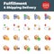 Fulfillment and shipping delivery flat icons
