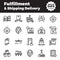 Fulfillment and shipping delivery outline icons