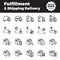 Fulfillment and shipping delivery outline icons