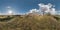 Full 360 equirectangular equidistant spherical panorama as background. Approaching storm on the ruined military fortress of the