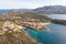 Full aerial view of Cala Granu, Arzachena, Costa Esmeralda, Olbia, Sardinia