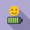 Full battery level emoji icon flat vector. Grin excellent