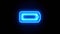Full Battery neon sign appear in center and disappear after some time. Loop animation of blue neon alphabet symbol