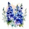 In Full Bloom: Watercolor Delphiniums in a Pot Collection AI Generated